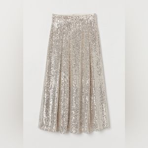 Silver sequin midi skirt